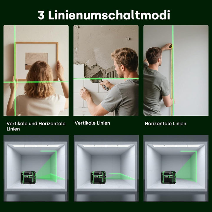 Laser Wasserwaage mit Stativ, Grün Kreuzlinienlaser 50M Selbstnivellierend Dual-Lasermodul, Linienla