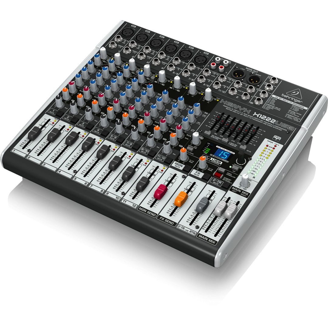 Behringer XENYX X1222USB Premium 16-Input 2/2-Bus Mixer mit XENYX Mic Preamps und Compressors, Briti