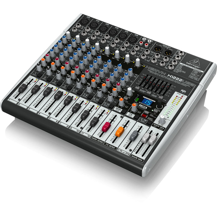 Behringer XENYX X1222USB Premium 16-Input 2/2-Bus Mixer mit XENYX Mic Preamps und Compressors, Briti