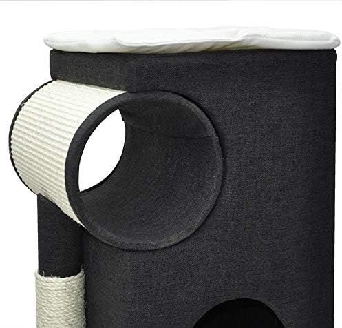 nanook Katzen Kratztonne Kratzbaum Kratzmöbel Sisaltonne - schwarz - mit XXL Kratzbrett und Kratzsta