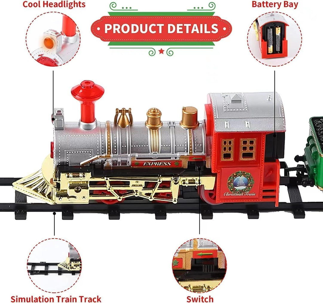 Weihnachtszug Set, Elektrische Bahngleis Spielzeug Weihnachtsdekoration, realistischen Klängen, Weih