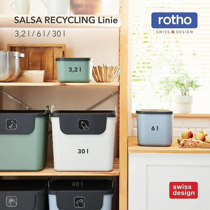 Rotho Salsa Biomülleimer 3,2l, mit Decekl Komposteimer, integrierte Hängevorrichtung, Kunststoff, 22