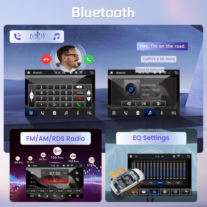 Rimoody Autoradio 1 DIN mit Wireless CarPlay & Android Auto, 9 Zoll Touchscreen, Mirror Link, DVR, L