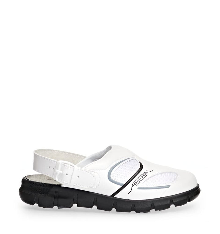Abeba Clog 7345 - Dynamic Mikrofaser, weiss/schwarz mit atmungsaktivemTextil, zertifiziert 35 EU, 35