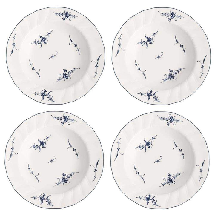 Villeroy &amp; Boch VIEUX LUXEMBOURG Suppenteller 4er Set 23cm weiss blau Porzellan