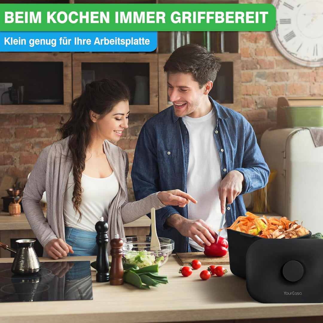 YourCasa Biomülleimer Küche 5L - Komposteimer für alltäglichen Biomüll Behälter - Spülmaschinenfest
