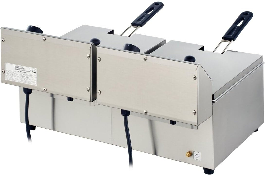 GastroHero Doppelfritteuse 2x6L I Edelstahl-Doppelfritteuse mit zwei Thermostaten und Überhitzungssc
