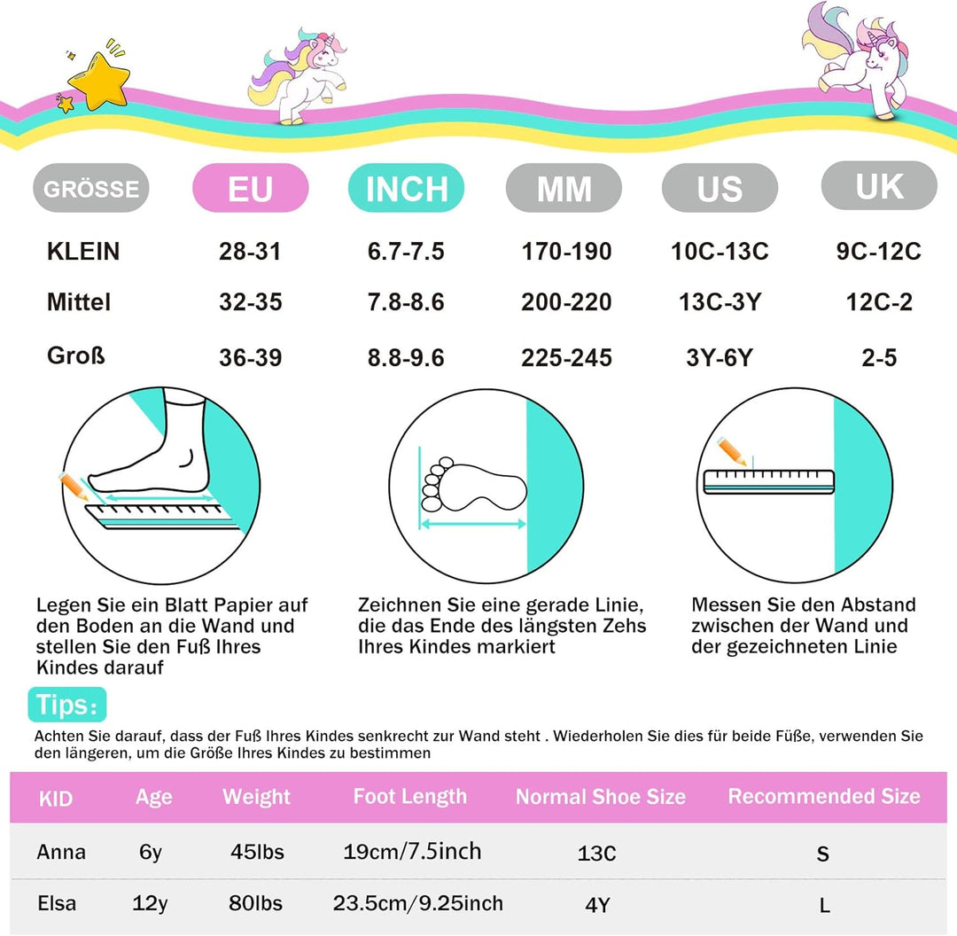 SULIFEEL Rainbow Unicorn Verstellbare Schwarz Rollschuhe für Kinder mit Leuchtenden Rädern für Junge