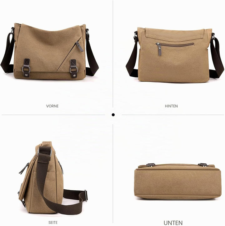 NICOLE &amp; DORIS Umhängetasche Herren Damen Schultertasche Segeltuch Messenger Bag Arbeitstasche Lapto