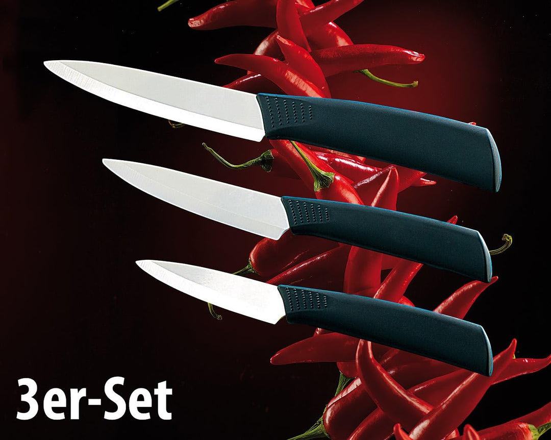 Rosenstein & Söhne Messerset: 3er-Set: Schäl-, Obst- und Universal-Keramikmesser (Keramikmesserset,