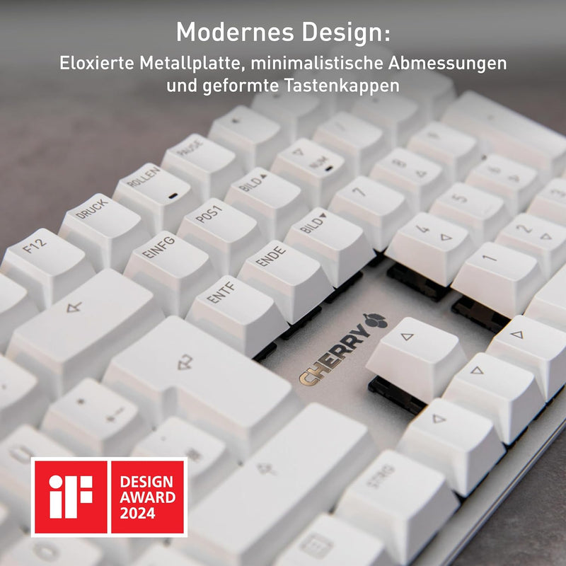 CHERRY KC 200 MX, mechanische Office-Tastatur, Deutsches Layout (QWERTZ), edles Design mit eloxierte