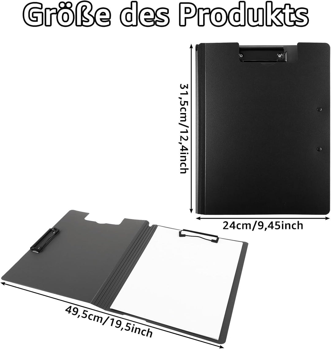 8 Stück Schreibbrett Klemmbrett A4 - Klemmbretter mit Doppelclip - Klemmmappe Kunststoff Clipboard A