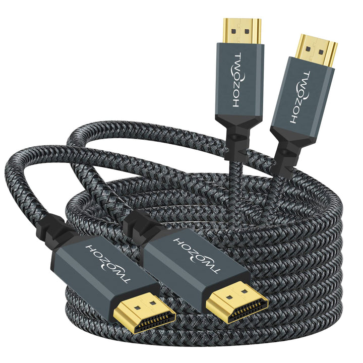 Twozoh 4K HDMI Kabel 2M 2 Stück, Geflochtenes Nylon HDMI auf HDMI Kabel Unterstützt 18Gbps 3D/4K@60H