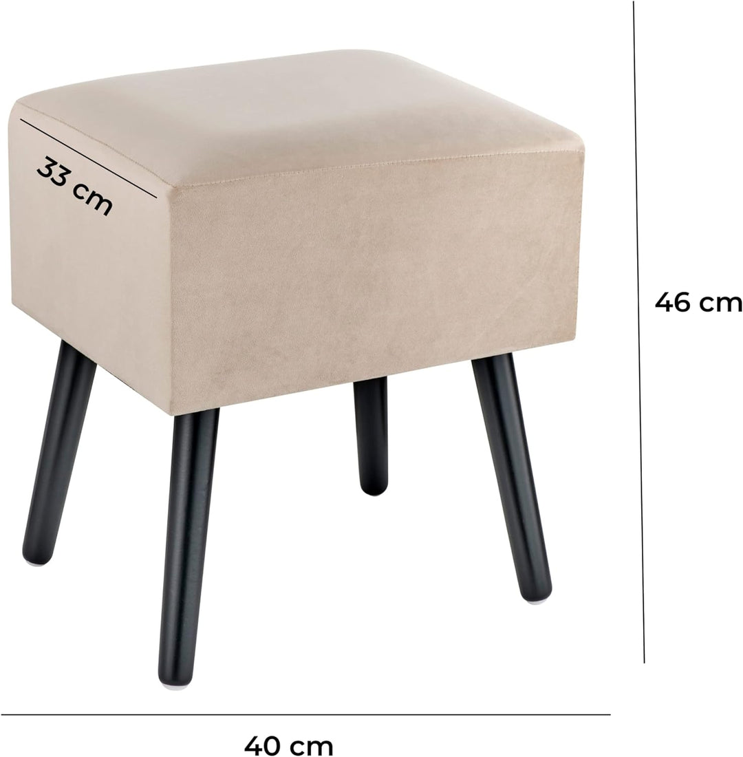 Baroni Home Sitzsack aus Samt, gepolsterter Bankett, Fussstütze mit Pfoten aus Holz, 40 x 33 x 46 cm