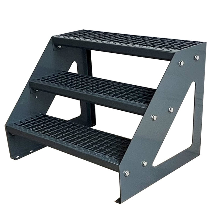 Premium Stahl Treppe Freistehend Verzinkt & komplett Anthrazit Pulverbeschichtet 3 Stufen (Breite 60