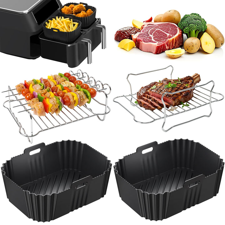 Ninja Heissluftfritteuse Zubehör 4 Stück, Airfryer Zubehör für Ninja Foodi Dual Zone AF400EU AF300EU