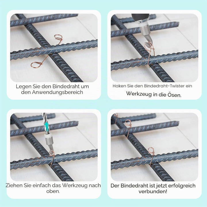 CPROSP Rödeldraht Verkupfertem(1000 Stk) mit Draht Driller, Set aus Betonbindedraht 140mm und Rödelz