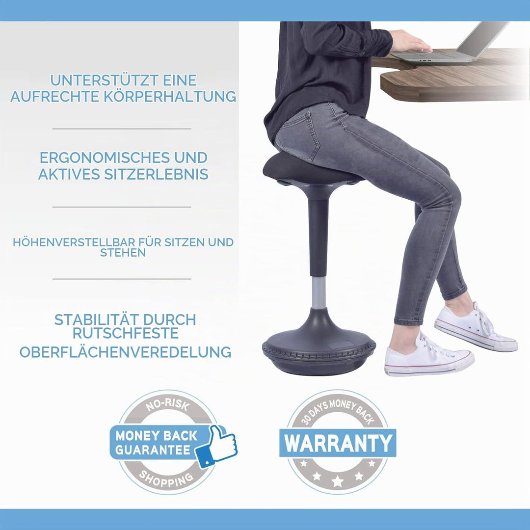 bonmedico Sitzhocker Bürostuhl ergonomisch, Höhenverstellbar | Schreibtischstuhl Alternative für Sch