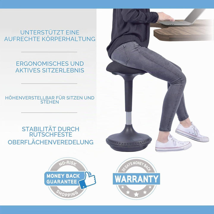 bonmedico Sitzhocker Bürostuhl ergonomisch, Höhenverstellbar | Schreibtischstuhl Alternative für Sch