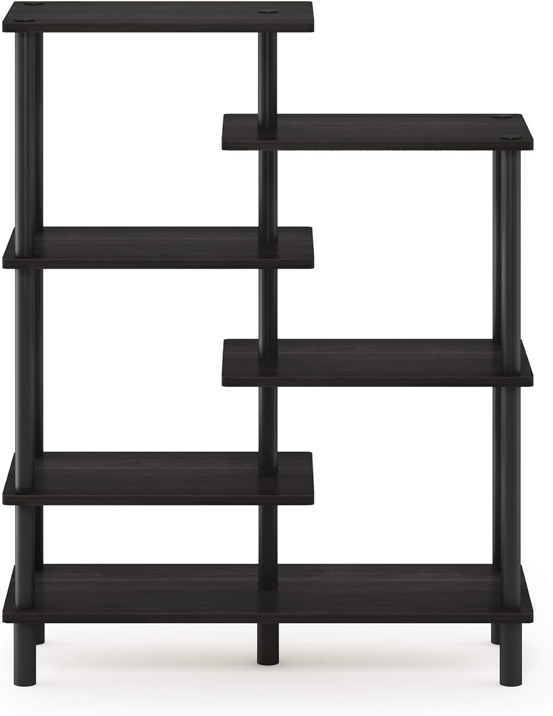 Furinno Akzent-Deko-Regal mit unterschiedlichen Ebenen, holz, Espresso/Schwarz, 29.49 x 80 x 100.2 c