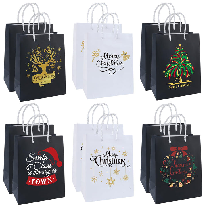 Joxessaien XXL Geschenktüten Weihnachten – 12 Stück Elegante Weihnachts Geschenktaschen aus Papier m