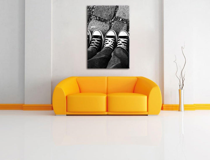 Pixxprint Lässige Schuhe als Leinwandbild/Grösse: 100x70 / Wandbild/Kunstdruck/fertig bespannt, 100x