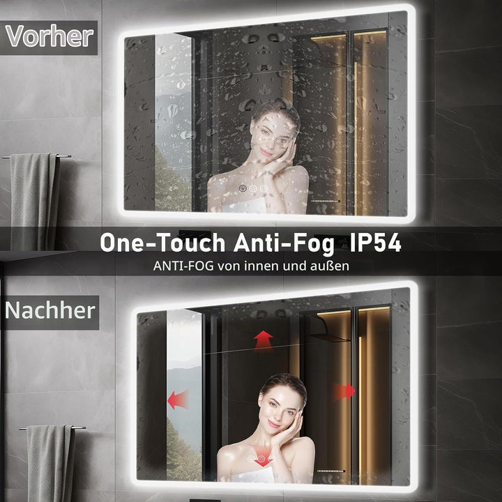 Badezimmerspiegel mit Beleuchtung LED, 70x100cm Spiegel mit Light, Wandspiegel mit Frontbeleuchtung,