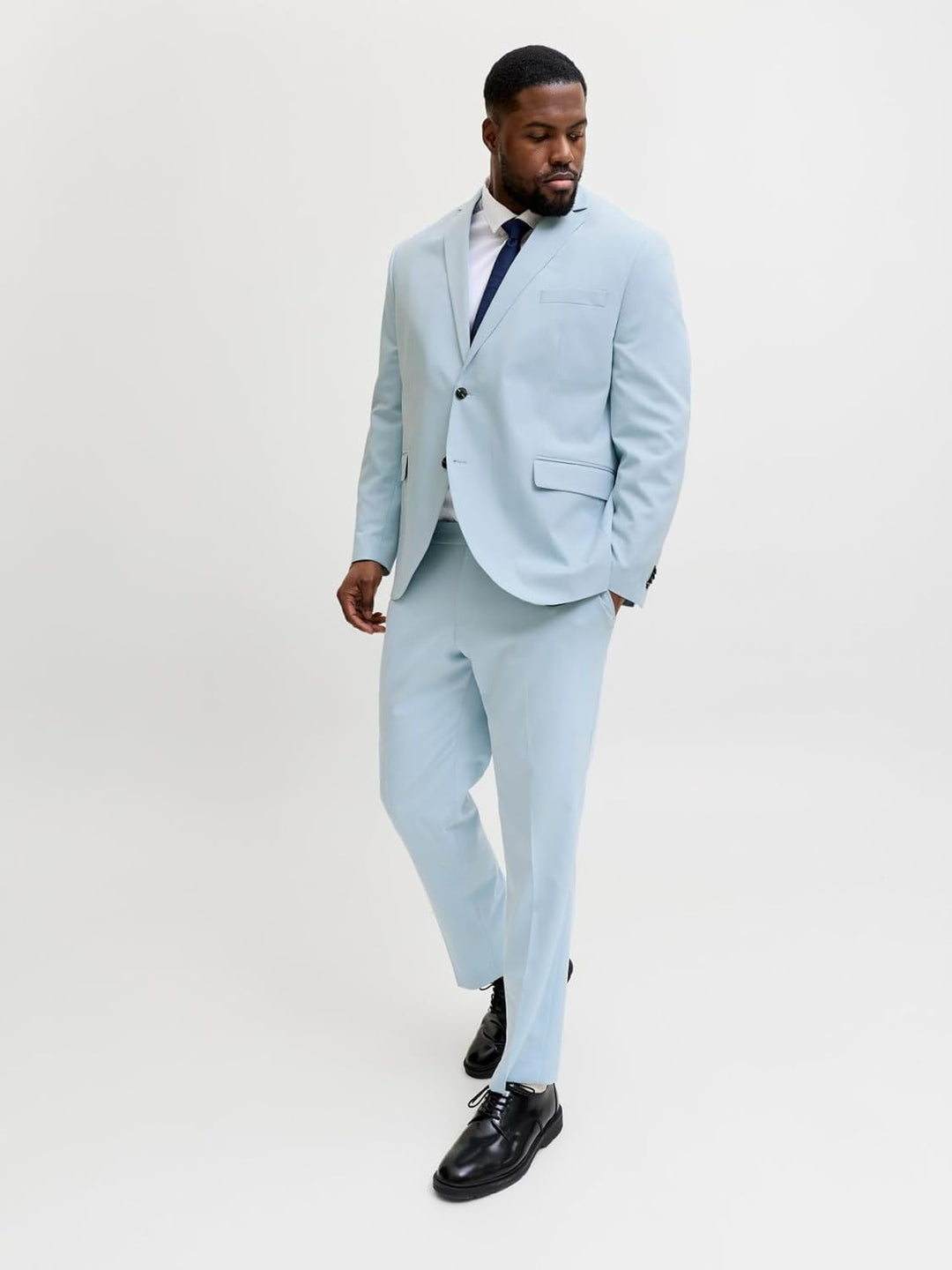 JACK & JONES Male Einreihiger Blazer und Hose Plus Size Regular Fit Anzug 70 Chambray Blue, 70 Chamb