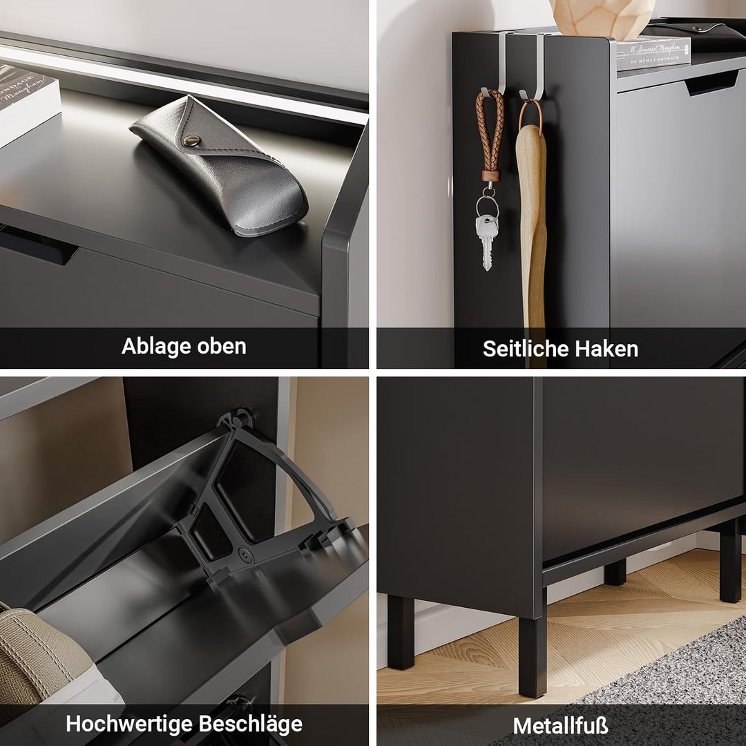 SoBuy Schuhschrank Schmal, Schuhregal, Schuhschrank Hängend mit Sensorlicht und 19 cm Tiefe, für Flu
