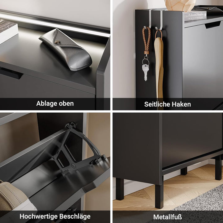 SoBuy Schuhschrank Schmal, Schuhregal, Schuhschrank Hängend mit Sensorlicht und 19 cm Tiefe, für Flu