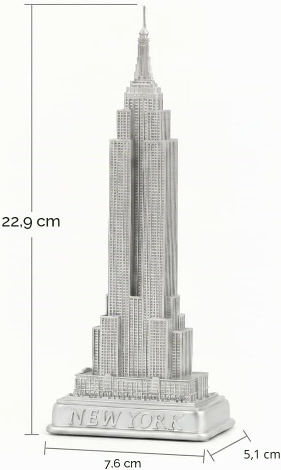 Empire State Building Statue from New York City Silver 23cm NYC Statues Collection