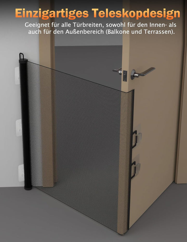 Treppenschutzgitter, Ausziehbares Sicherheitsgitter 78 cm Hoch, Automatische Aufrollfunktion, Strapa