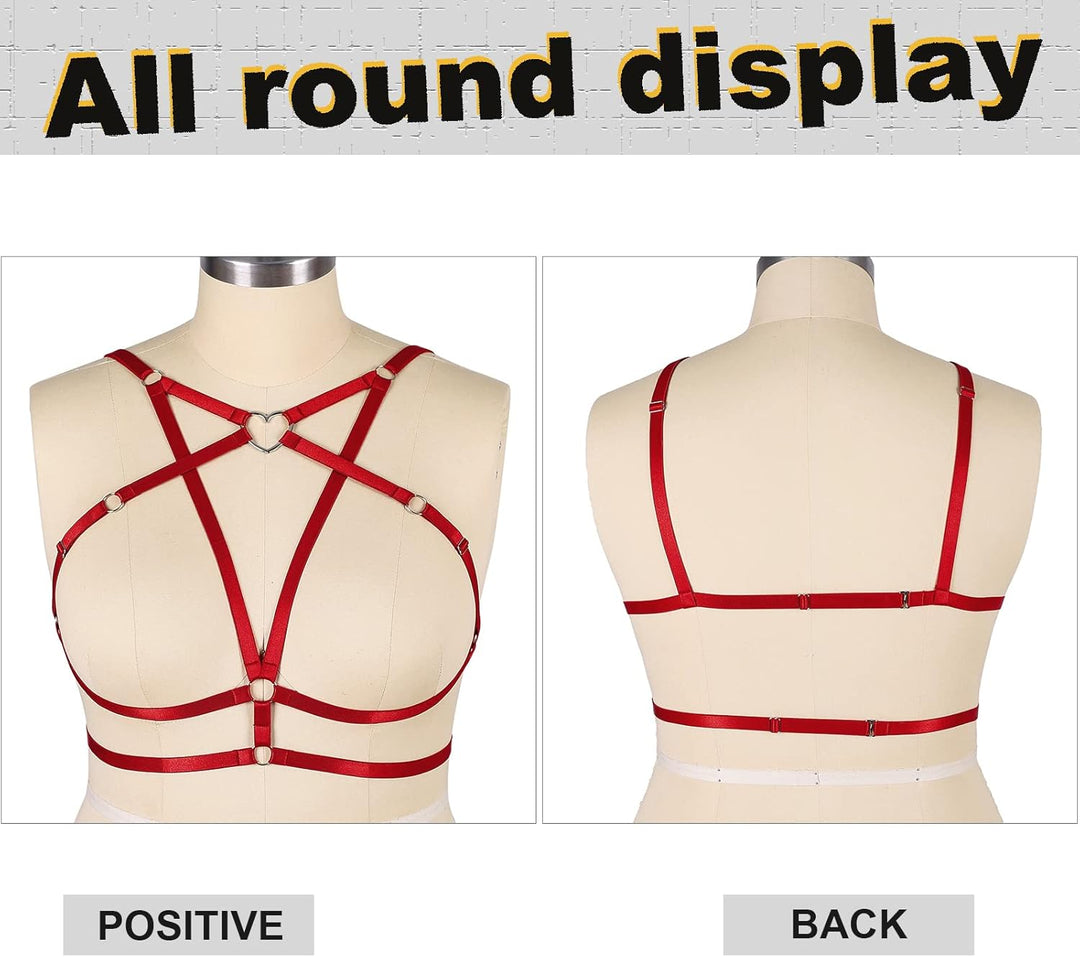 Damen Body Harness Plus Size Pentagramm Mode BH Punk Gothic Top Hohler Gürtel Halloween Weihnachten