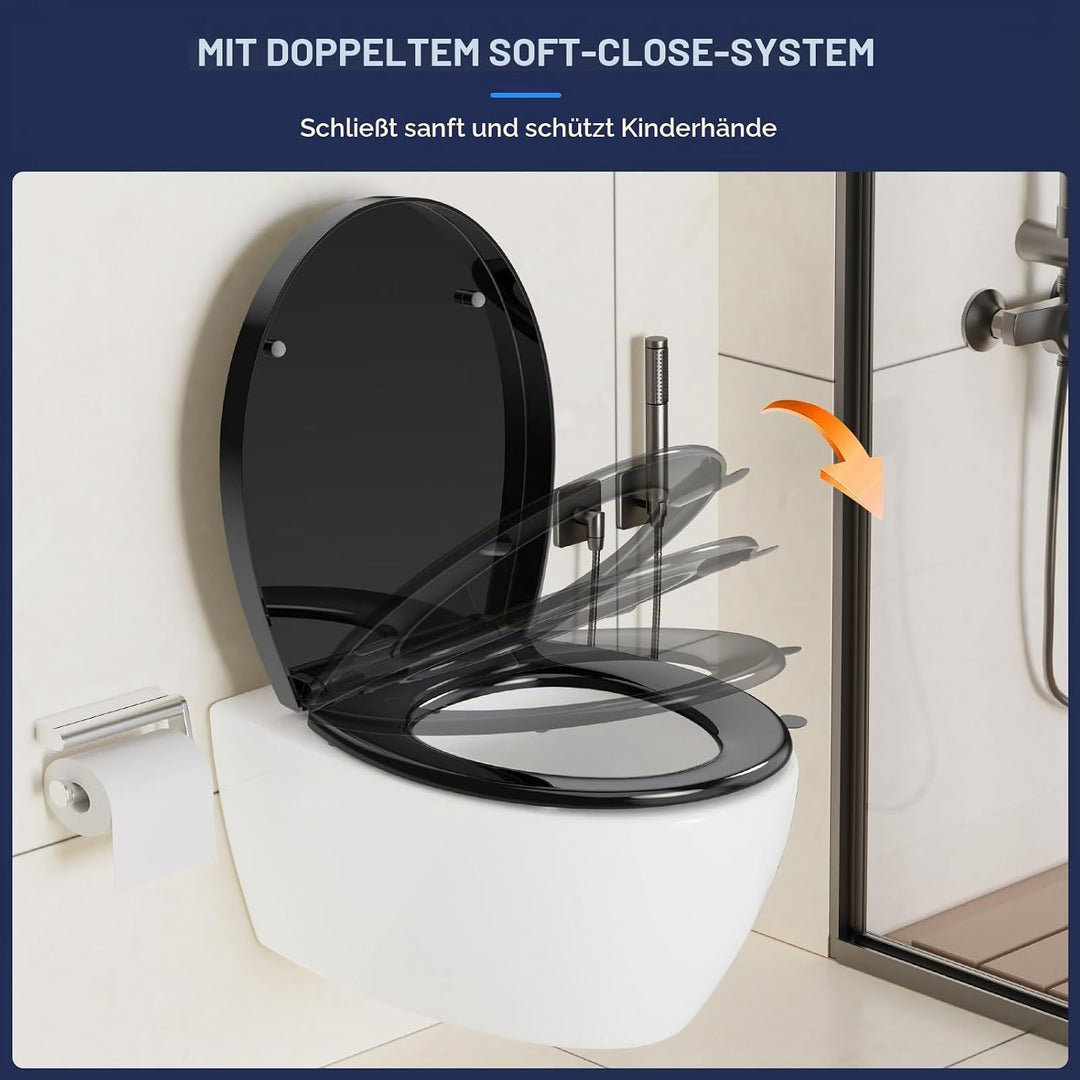 YEAUPE PRO Toilettendeckel mit Absenkautomatik,WC Sitz mit Quick-Release-Funktion und Softclose Abse