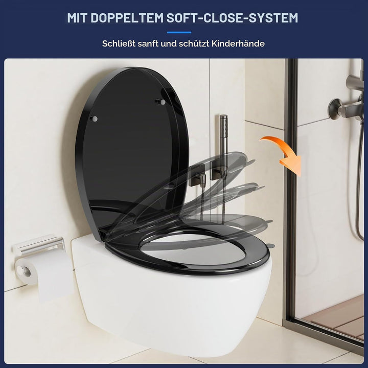 YEAUPE PRO Toilettendeckel mit Absenkautomatik,WC Sitz mit Quick-Release-Funktion und Softclose Abse