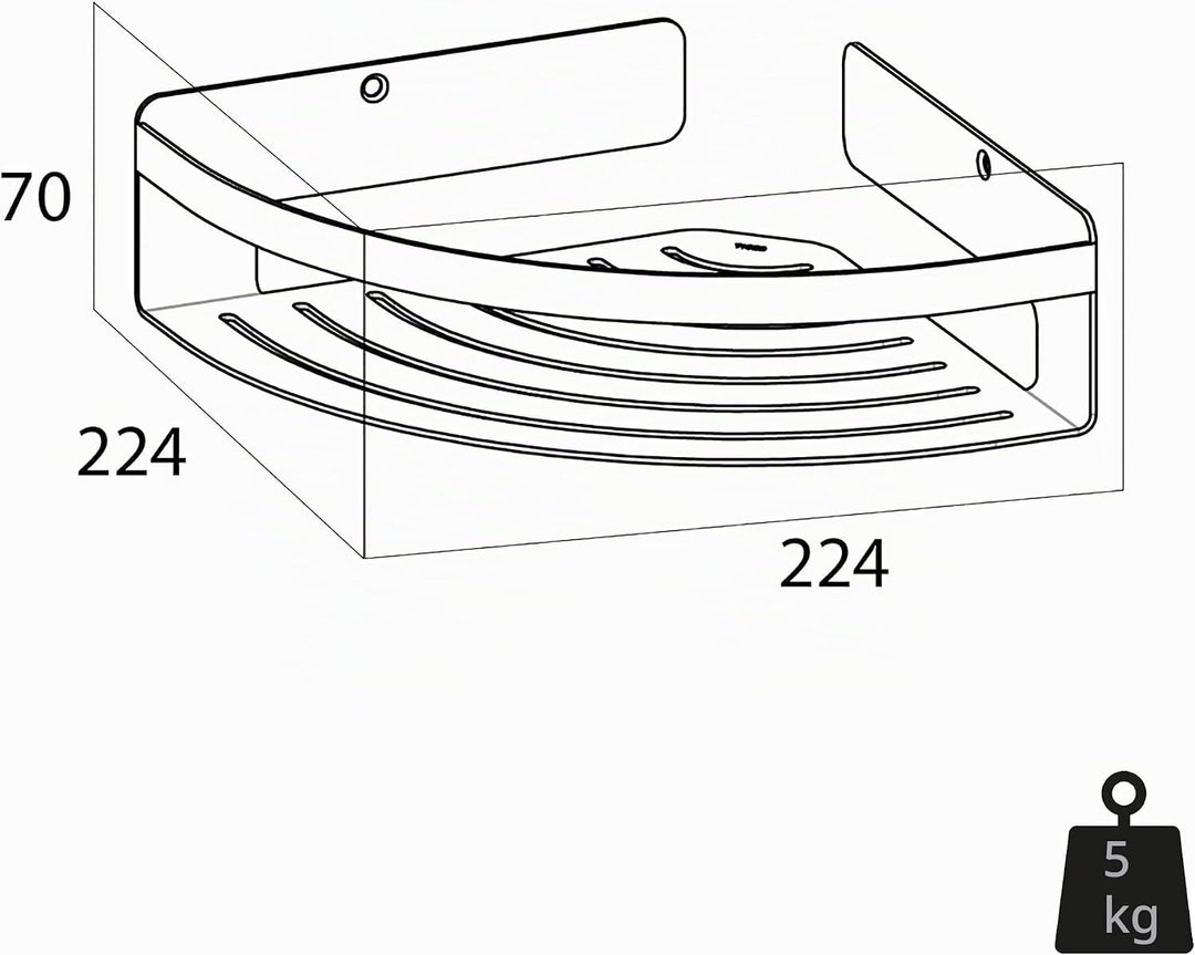 Tiger Duschkorb Caddy Eckversion gross, Duschablage aus Edelstahl, Schwarz pulverbeschichtet Schwarz