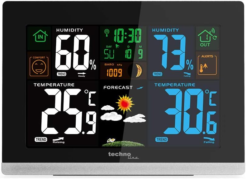 Technoline WS 6462 Funkwetterstation, Innentemperatur, Aussentemperatur, Mondphasen hochglanz-schwar