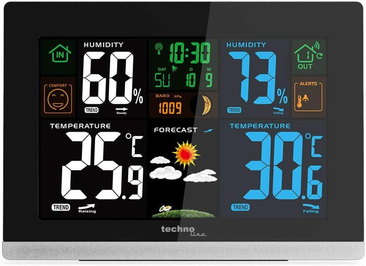 Technoline WS 6462 Funkwetterstation, Innentemperatur, Aussentemperatur, Mondphasen hochglanz-schwar