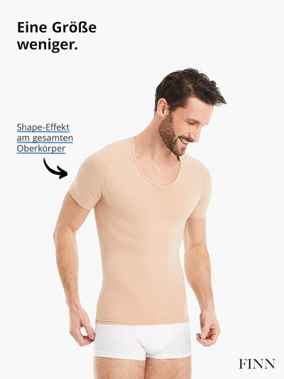 FINN figurformendes Kompressions-Unterhemd Herren - Shapewear Kurzarm Shirt mit Bauch-Weg Effekt - B