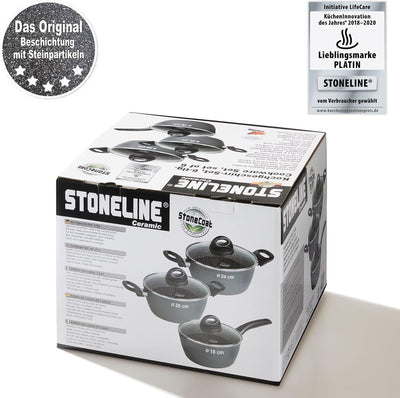 STONELINE Ceramic Keramik Topfset 6 teilig 18/20/24cm Topf mit Deckel Töpfe PFAS-frei Antihaft Topf