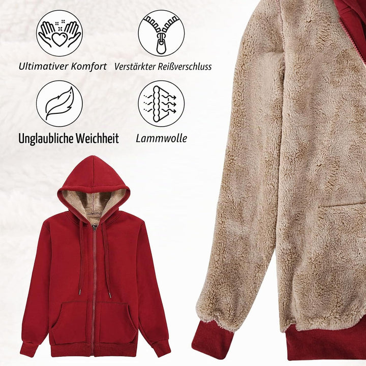 Niwicee Damen Kapuzenpullover mit Reissverschluss Winter Plus Fleecepullover Langarm Kapuzenjacke Sw