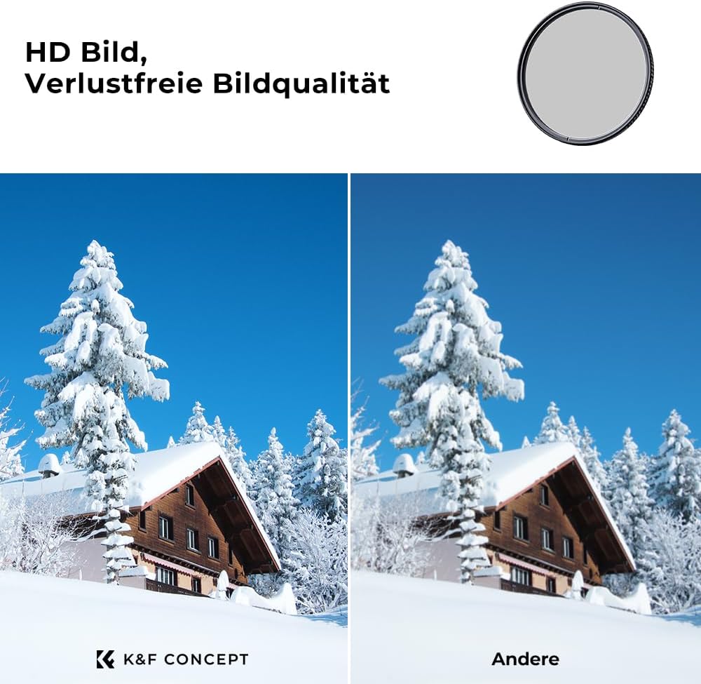K&F Concept Nano X-Serie Polfilter 72mm CPL Filter Polarisationsfilter MRC mit 28x vergütet