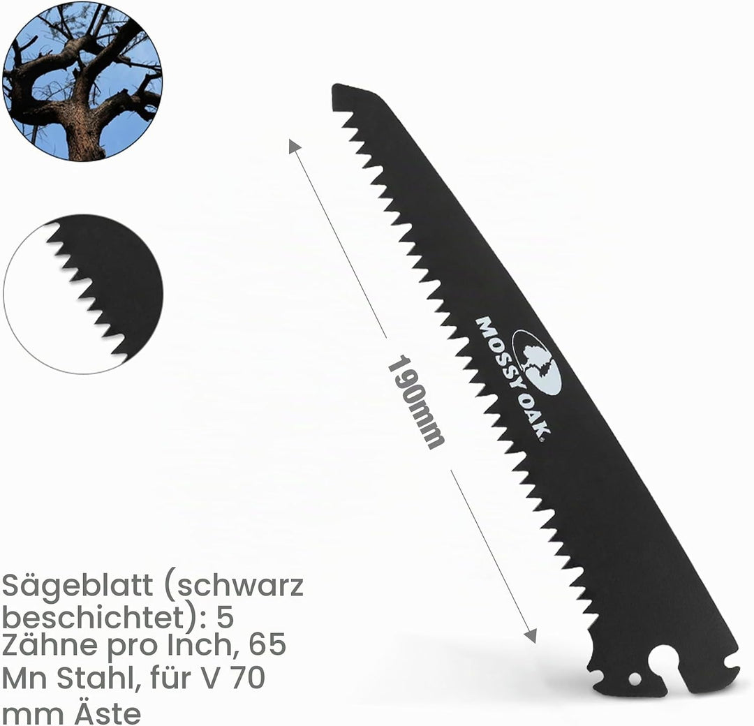 Mossy Oak 6-tlg. Sägeblatt Set, Ersatzklingen für Mossy Oak 3 in 1 Handsäge, 190mm Sägeblätter Set S