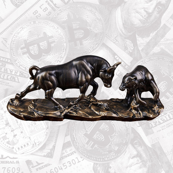 Cutfouwe Bulle und Bär-Börsenfiguren -Harz Wall Street Bull Bear Statue für Schreibtische, Regale od