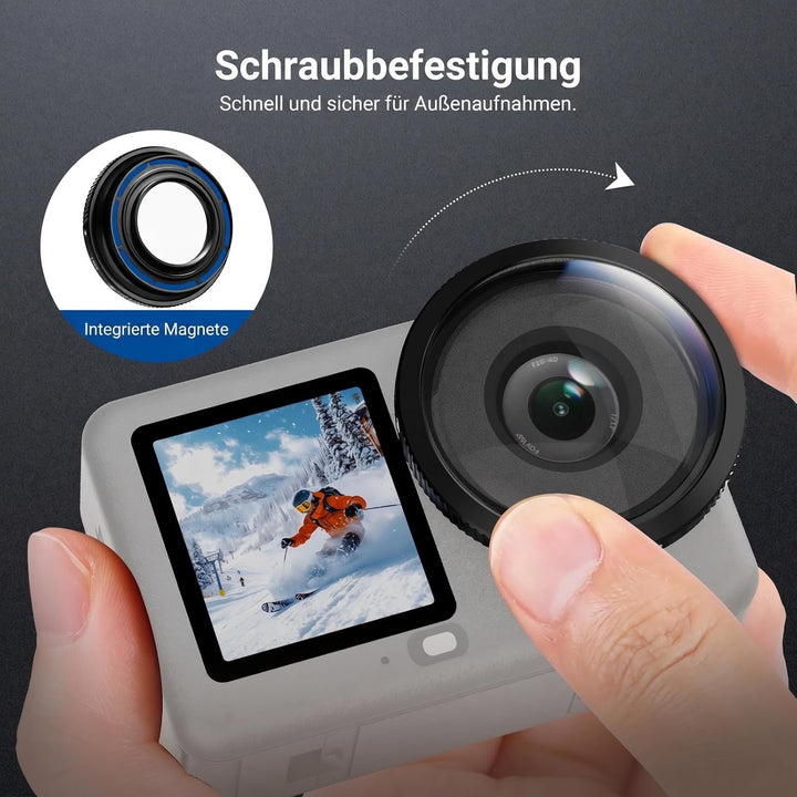 NEEWER Weitwinkelobjektiv kompatibel mit DJI Osmo Action 6 nur, 180° FOV, mehrfach beschichtetes HD