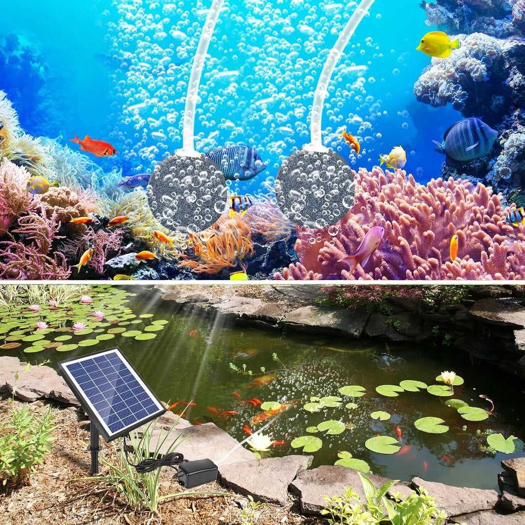 GuKKK Solar Sauerstoffpumpe, 6W Solar Teichbelüfter, Solar Luftpumpe Aquarium Oxygenator, Oxygenator