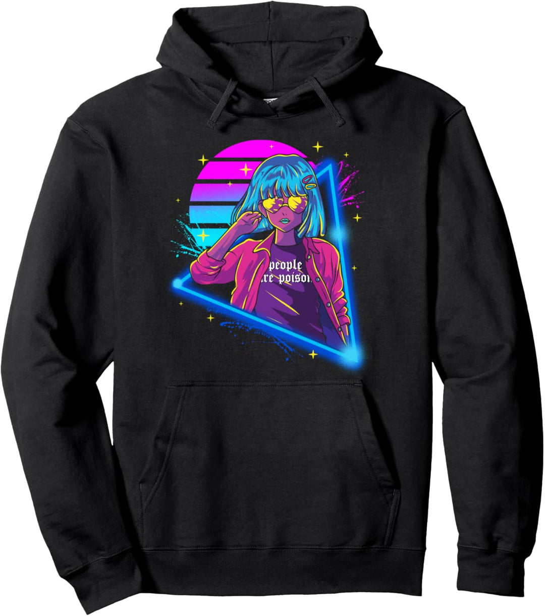 Aesthetic Japanese Vaporwave Girl People Are Poison Pullover Hoodie