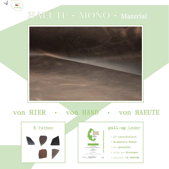 grauer Männer Leder Geldbeutel, klein & metallfrei
