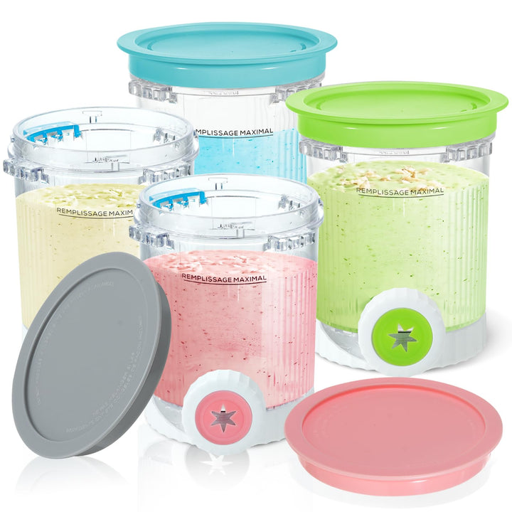 4 Stück Behälter für Ninja Swirl by CREAMi Softeis- & Eismaschine, Swirl Pints und Deckel kompatibel