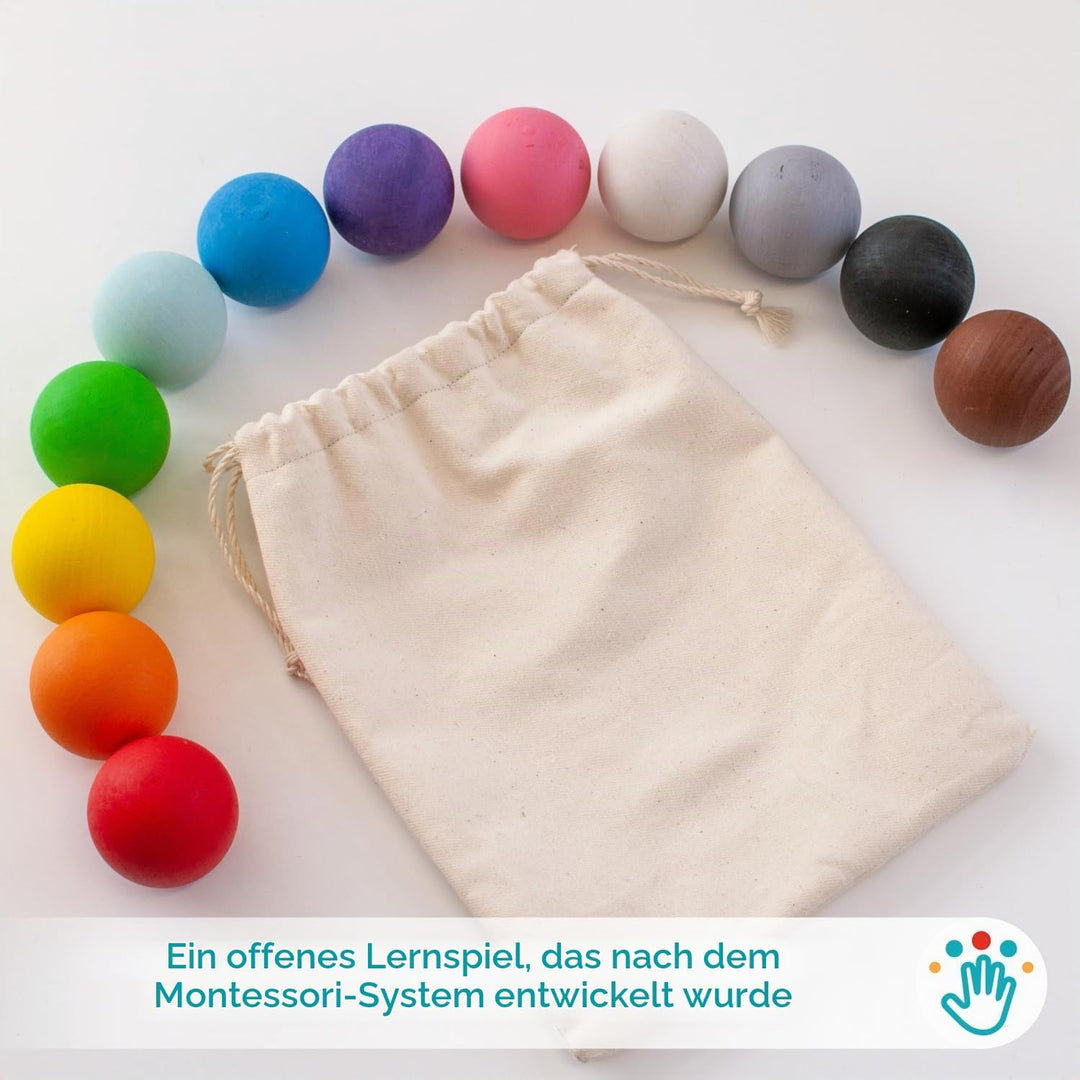 Ulanik Grosse Holzkugeln Bunt Kleinkinder Montessori Spielzeug ab 1 Jahr + Baby Pädagogisches Holzsp
